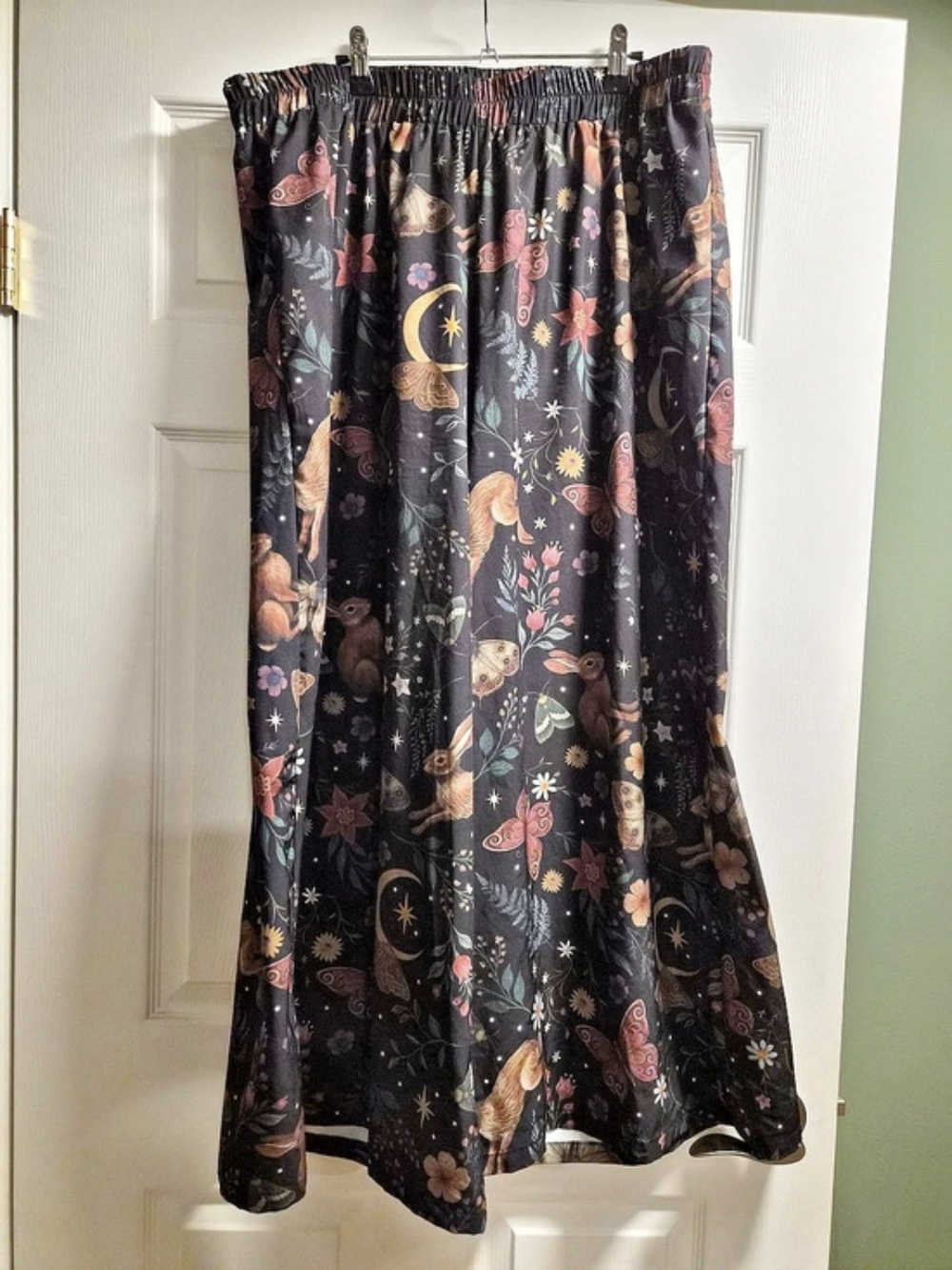 ROMWE Fairycore Rabbit & Butterfly Print Elastic Waist Wide Leg Pants Wide Leg